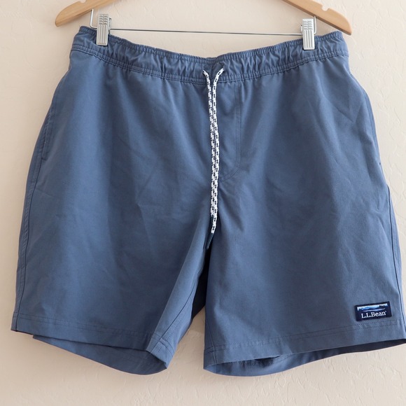 L.L.Bean Swim Trunks Quick-Dry Elastic Waist Active Shorts Blue Men's - Picture 1 of 10